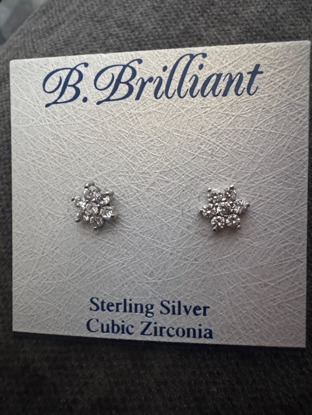 Sterling Silver Cubic Zirconia Snowflake Stud Earrings - Silver